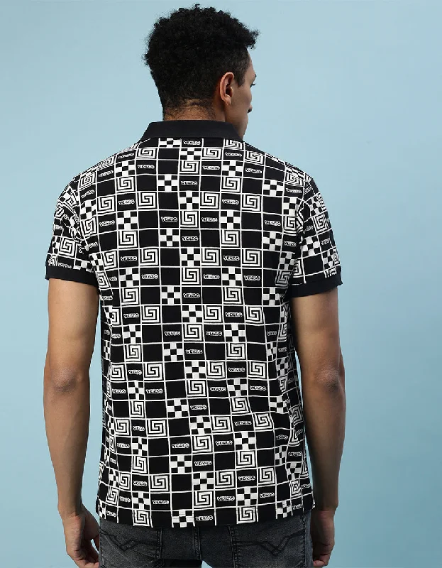 Black Box All Over Geometric Printed Polo T-shirt