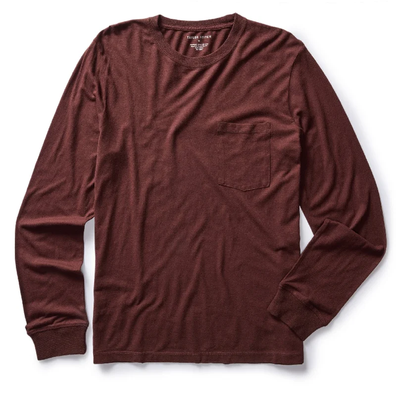 The Cotton Hemp Long Sleeve Tee in Burgundy