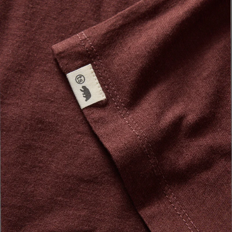 The Cotton Hemp Long Sleeve Tee in Burgundy