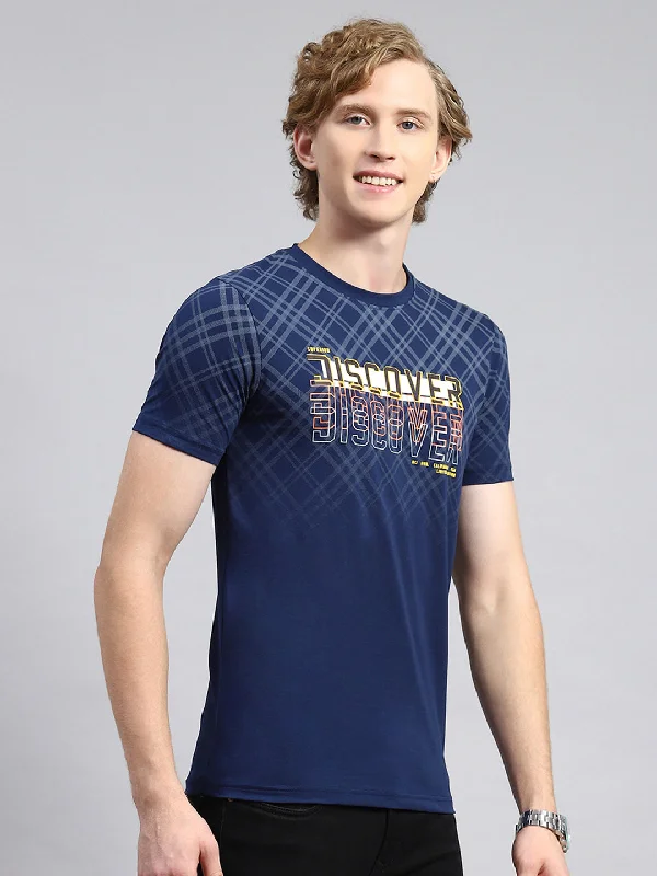 Men Blue Printed T-Shirt