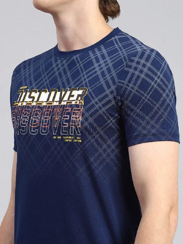 Men Blue Printed T-Shirt