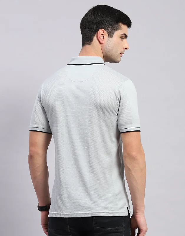 Men Grey Solid Polo Collar Half Sleeve T-Shirt