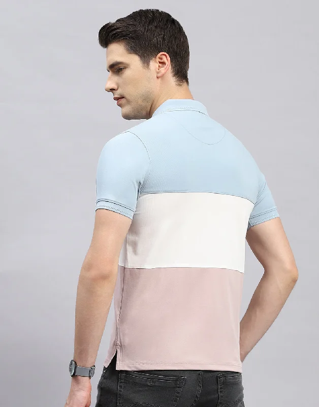 Men Pink Printed Polo Collar Half Sleeve T-Shirt