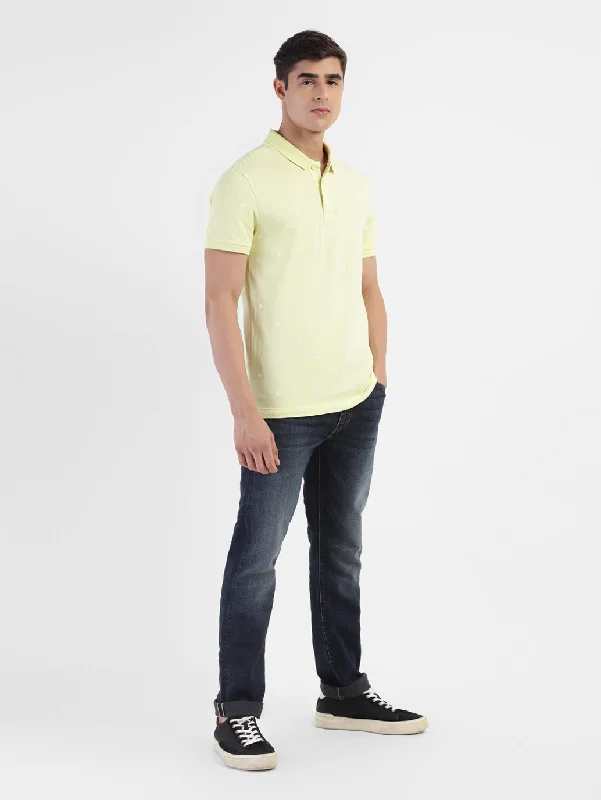 Men's Geometric Print Polo T-shirt Yellow