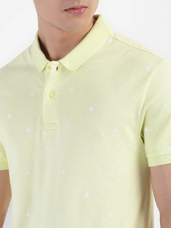 Men's Geometric Print Polo T-shirt Yellow