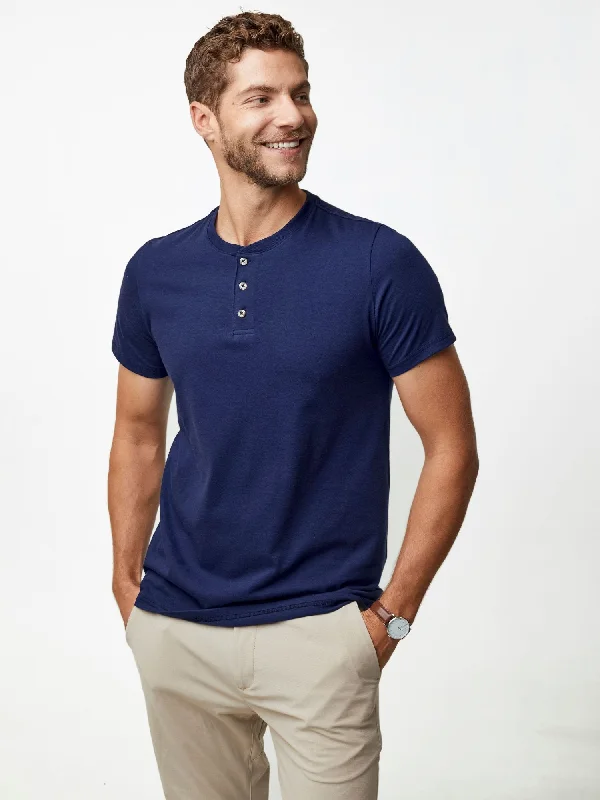 Midnight Blue Short Sleeve Henley