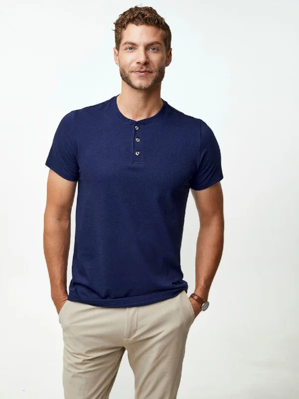 Midnight Blue Short Sleeve Henley