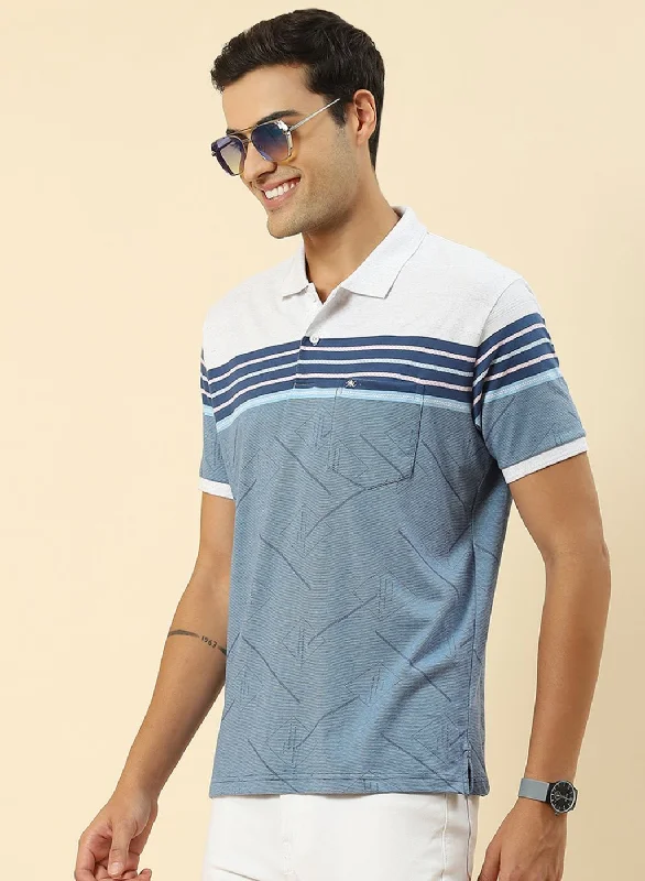 Men Blue Printed T-Shirt