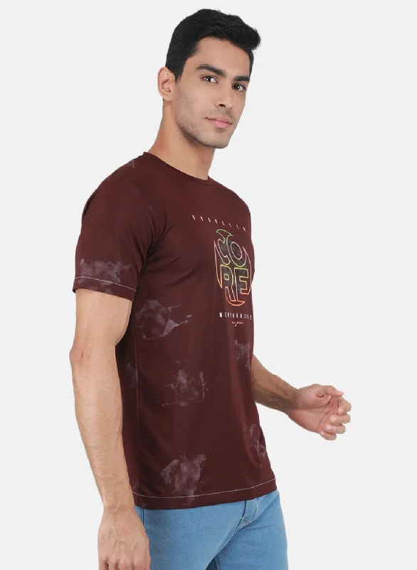 Men Maroon Printed T-Shirt