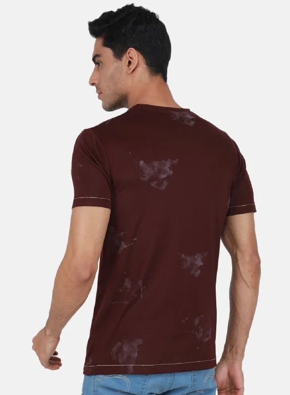 Men Maroon Printed T-Shirt