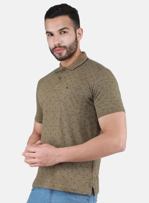 Men Mustard Printed T-Shirt