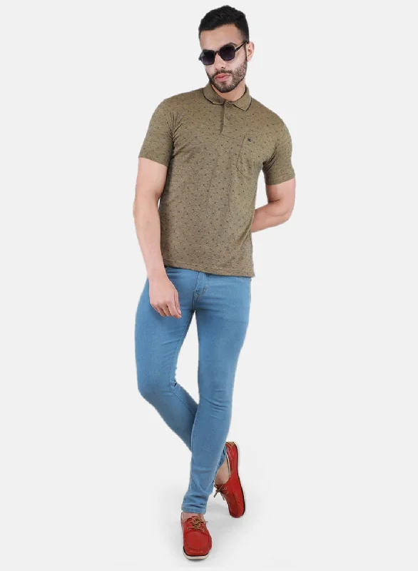 Men Mustard Printed T-Shirt