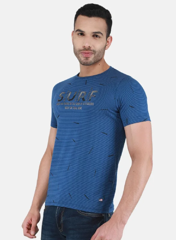 Men NAvy Blue Printed T-Shirt