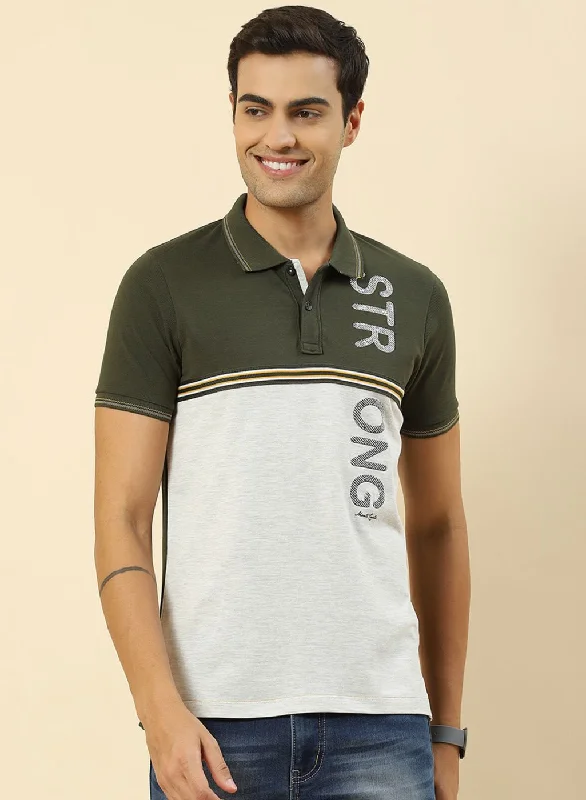 Men Olive Printed T-Shirt