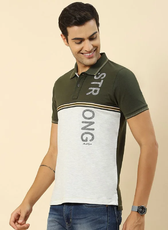 Men Olive Printed T-Shirt