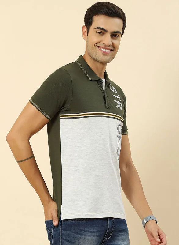 Men Olive Printed T-Shirt