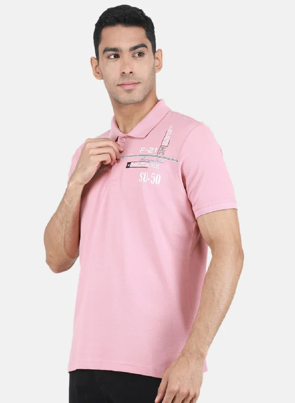 Men Pink Solid T-Shirt