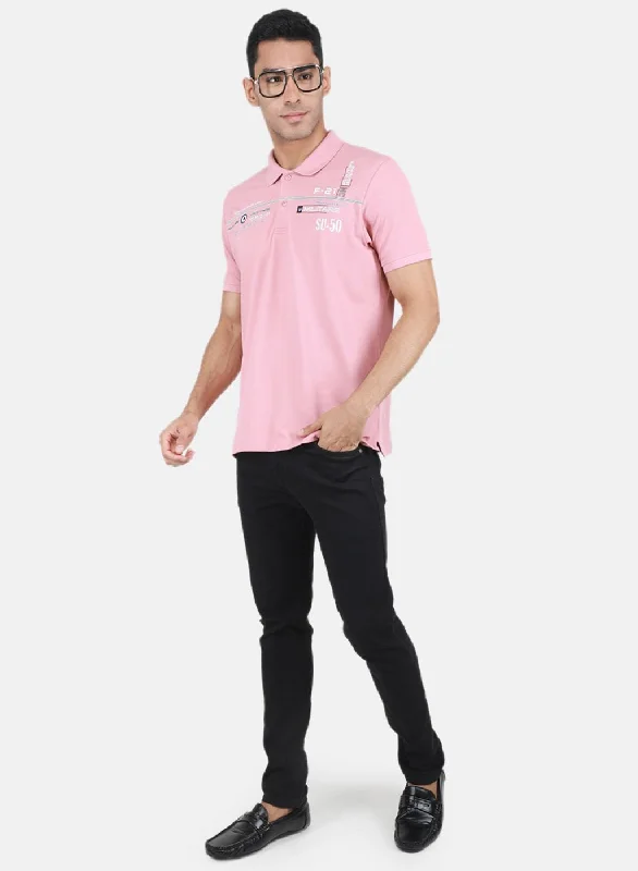 Men Pink Solid T-Shirt