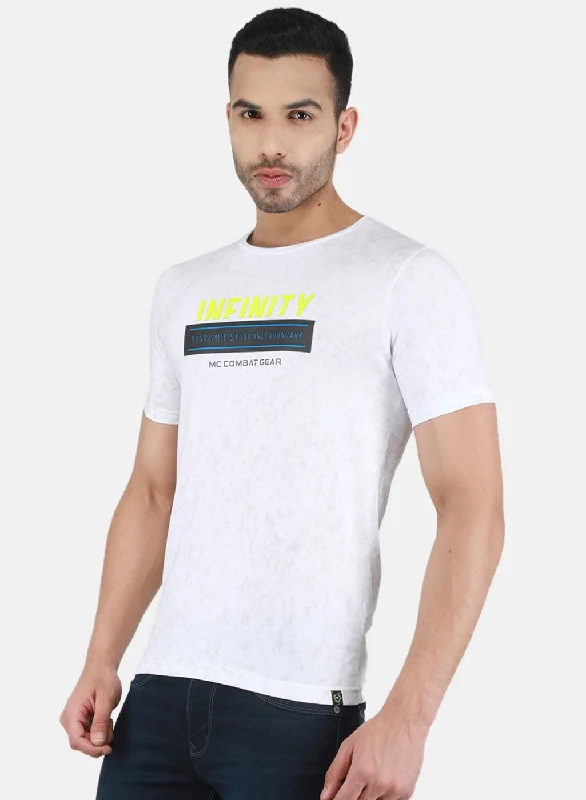 Men White Printed T-Shirt