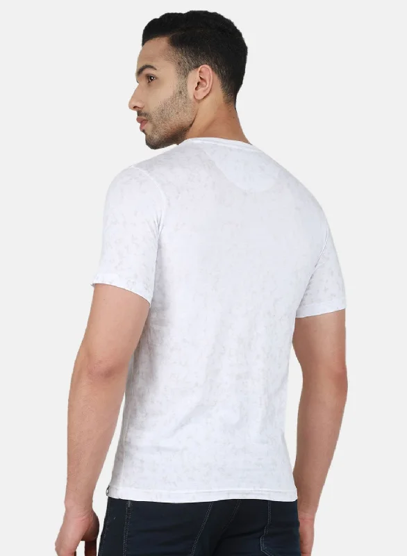 Men White Printed T-Shirt