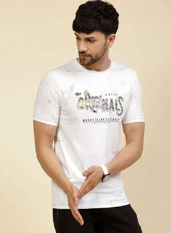 Men White Printed T-Shirt