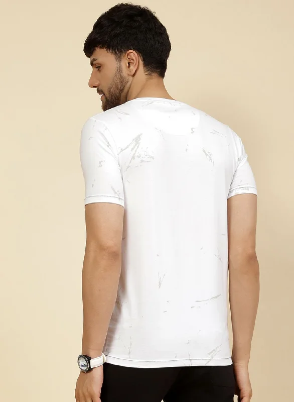 Men White Printed T-Shirt