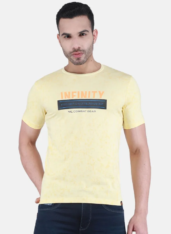 Men Yellow Printed T-Shirt