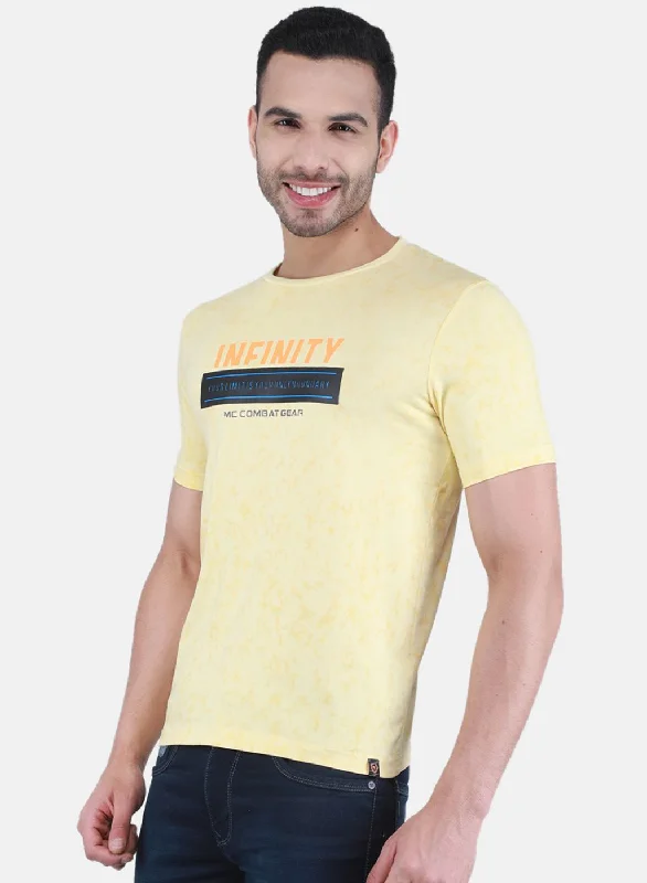 Men Yellow Printed T-Shirt