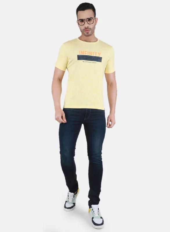 Men Yellow Printed T-Shirt