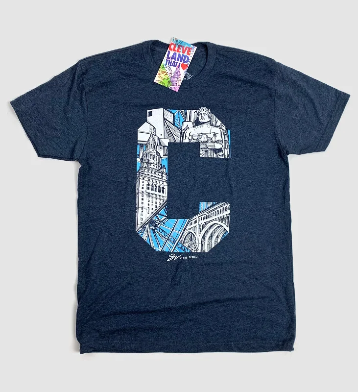 Navy Cleveland C City Graphic T shirt