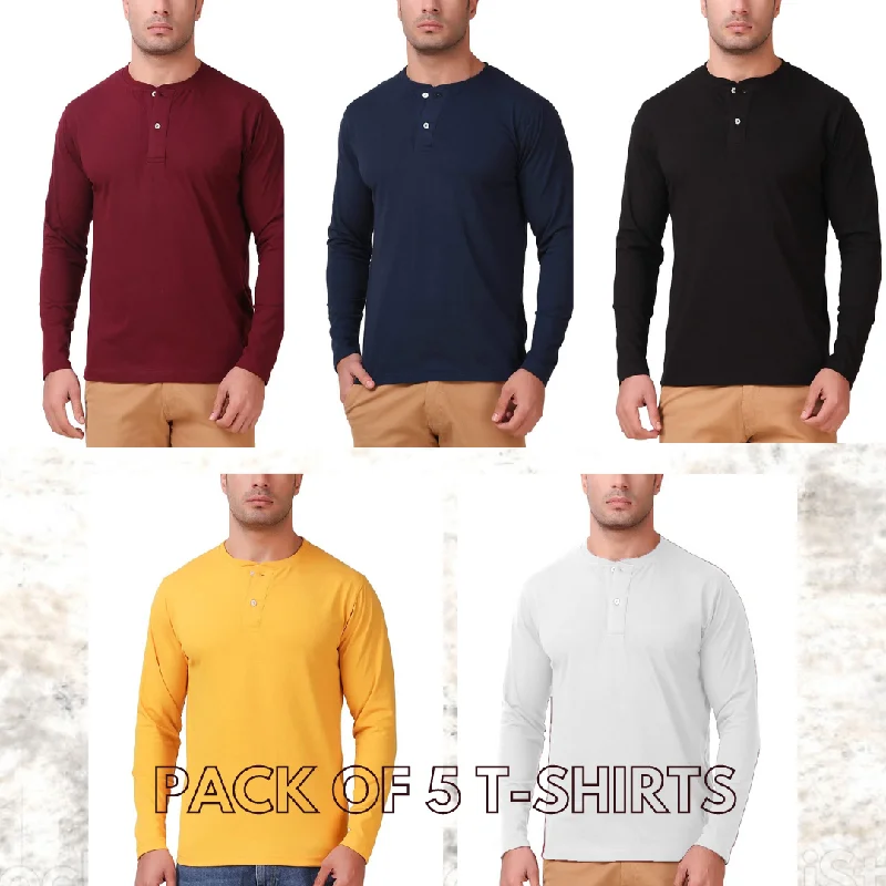 Pack of 5 Henley  T-Shirt For Men