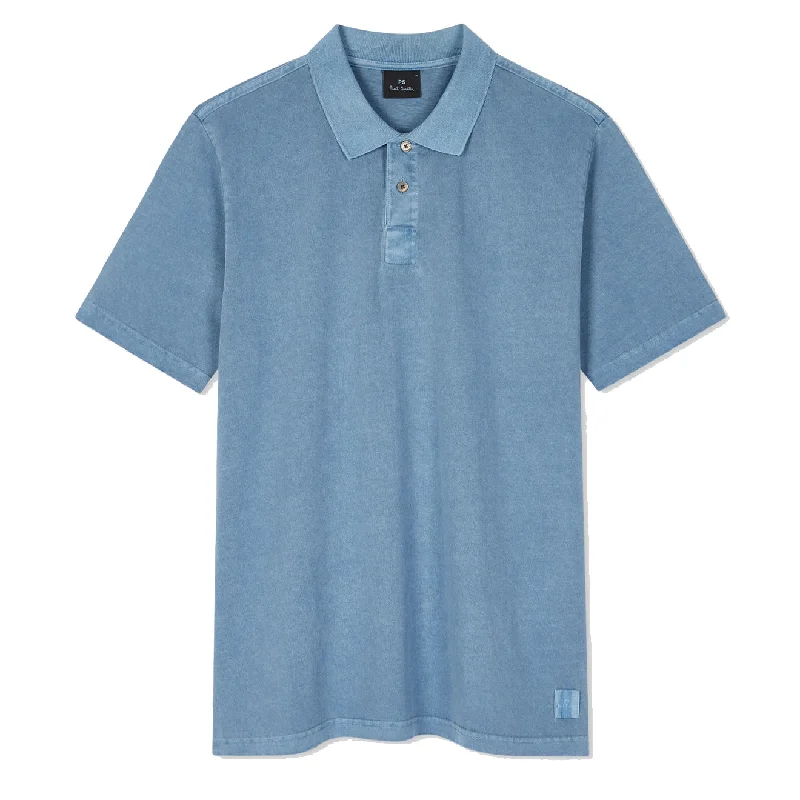 Paul Smith Acid Wash Cotton Polo Shirt Blue