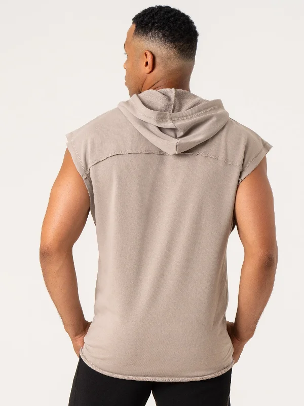 Pursuit Fleece Sleeveless Hoodie - Taupe