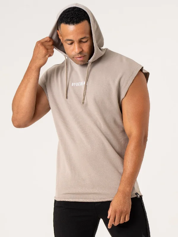 Pursuit Fleece Sleeveless Hoodie - Taupe