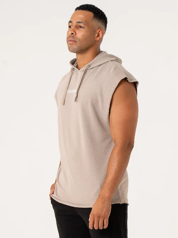 Pursuit Fleece Sleeveless Hoodie - Taupe