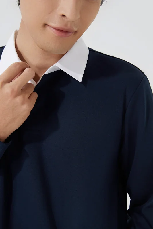 Regal Interlock Long Sleeve Rugby Shirt | Navy NNY096