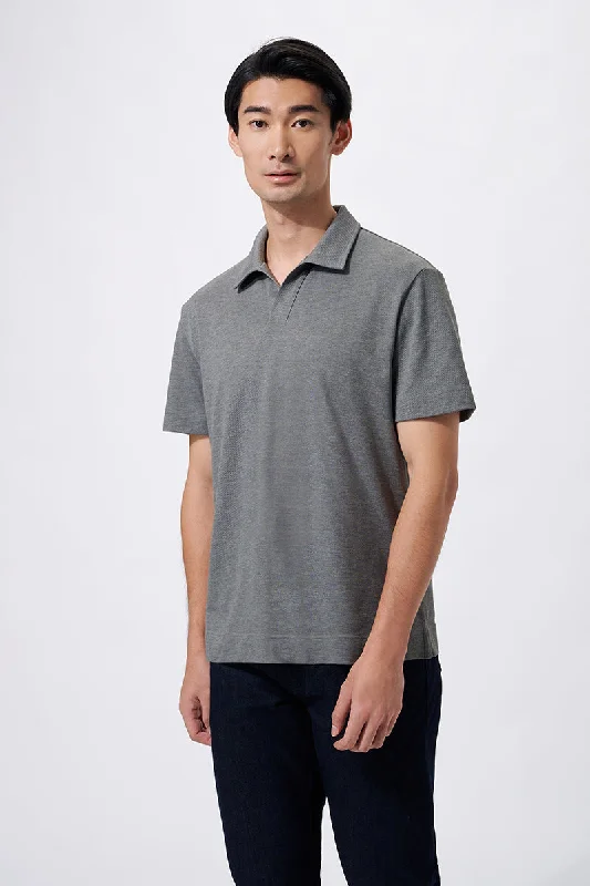 Regal Pique Buttonless Polo | Dark Grey EBCG30