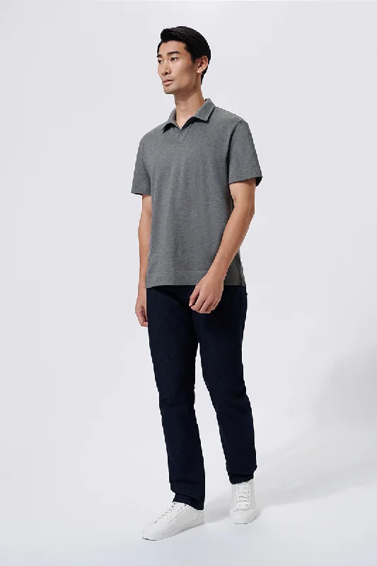 Regal Pique Buttonless Polo | Dark Grey EBCG30