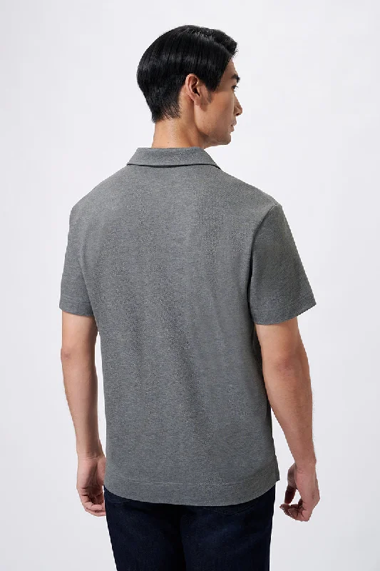 Regal Pique Buttonless Polo | Dark Grey EBCG30