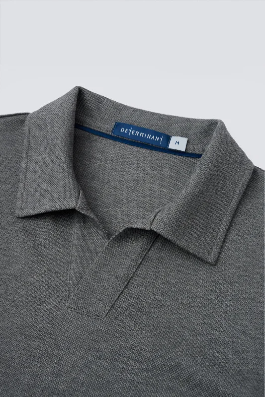 Regal Pique Buttonless Polo | Dark Grey EBCG30