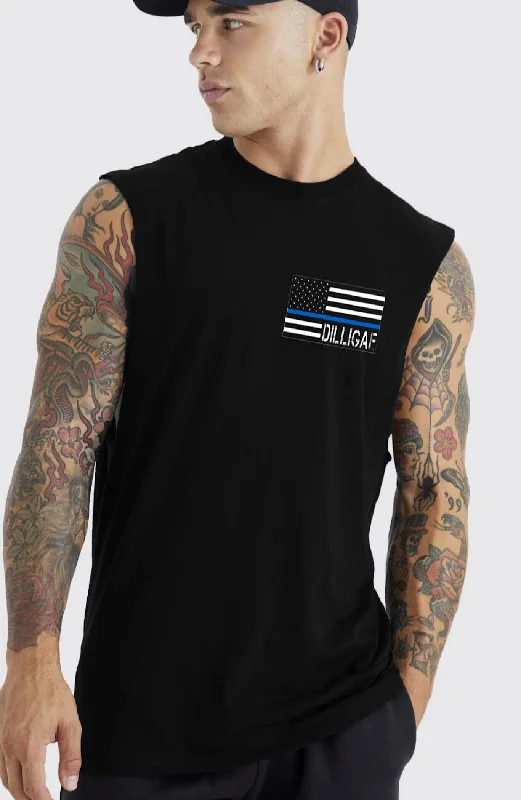 Simple Blue Line Muscle Shirt