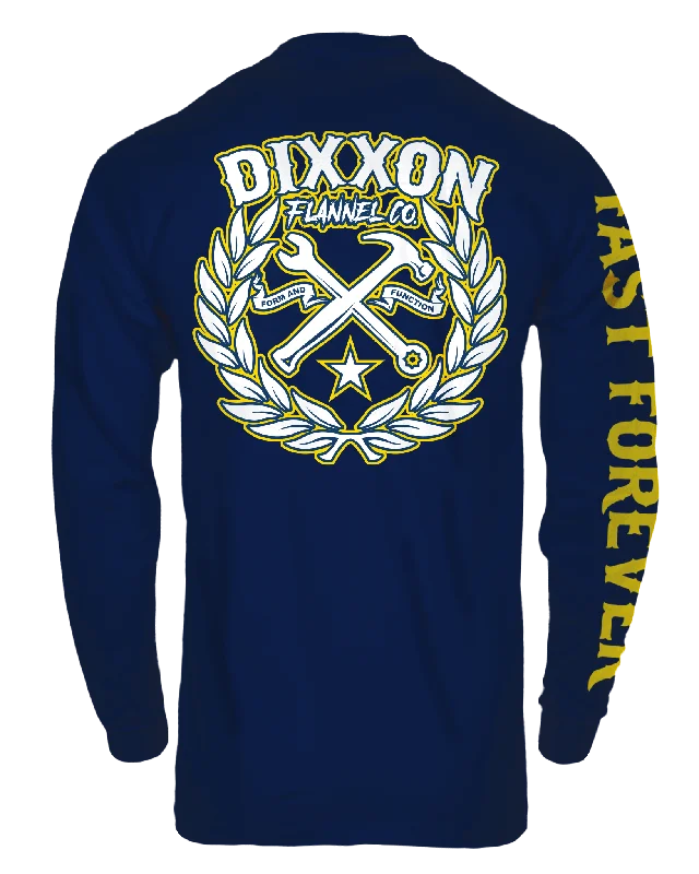 Sketchy Crest Long Sleeve T-Shirt - Navy