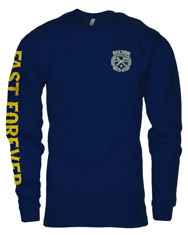 Sketchy Crest Long Sleeve T-Shirt - Navy