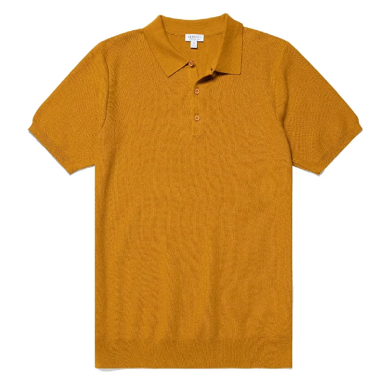 Sunspel Fine Texture Polo Shirt Cider