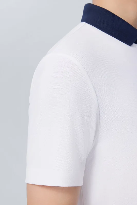 VISDRY™ Pique Contrast Collar Polo | White WH001Z