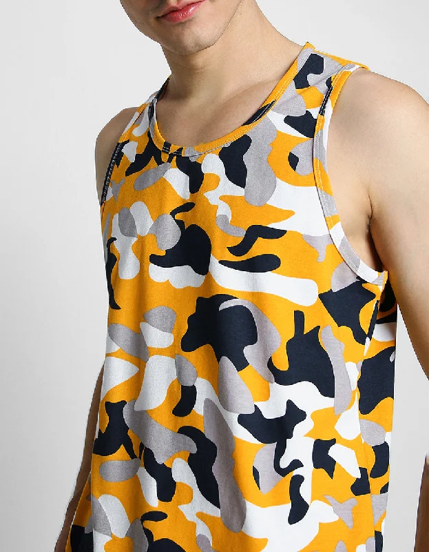 White & Yellow Camouflage Gym Vest