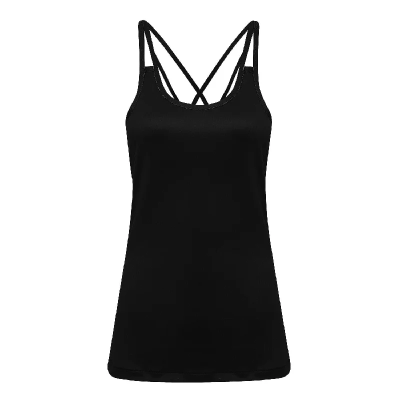 Women's Laser Cut Spaghetti Strap Vest | BLACK