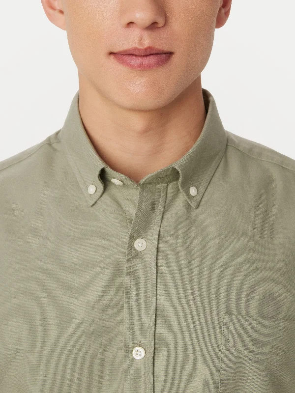 The Jasper Short Sleeve Oxford Shirt in Olive Green