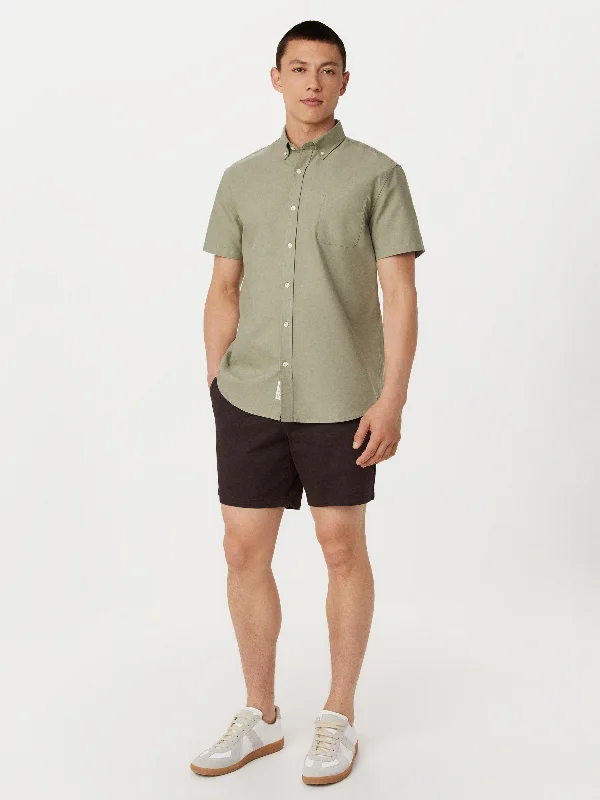 The Jasper Short Sleeve Oxford Shirt in Olive Green