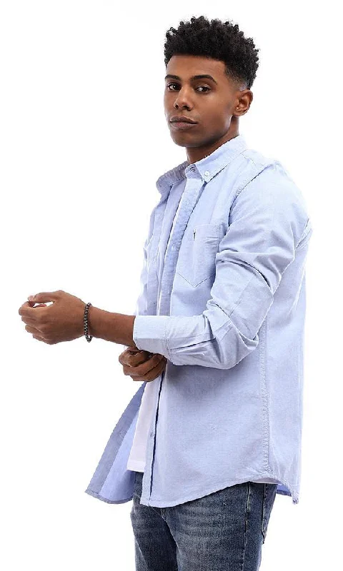 94714 Side Chest Pocket Heathered Light Blue Shirt